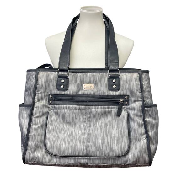 Carters Vinyl Faux Leather Trimmed Side Pockets Interior Section Tote Diaper Bag - Picture 1 of 9